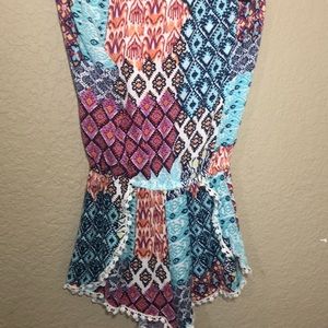 Mixed pattern strapless romper!